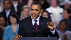PHOTO: President Barack Obama speaks at Central High School in Manchester, N.H., Nov. 22, 2011.