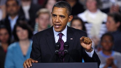 PHOTO: President Barack Obama speaks at Central High School in Manchester, N.H., Nov. 22, 2011.