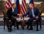 President Barack Obama and Russian President Vladimir Putin shakes hands in Enniskillen, Northern Ireland, June 17, 2013.