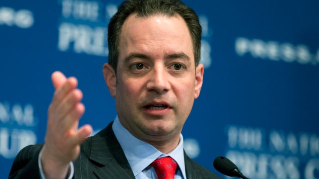 PHOTO: Republican National Committee (RNC) Chairman Reince Priebus gestures while speaking at the National Press Club in Washington, March 18, 2013.