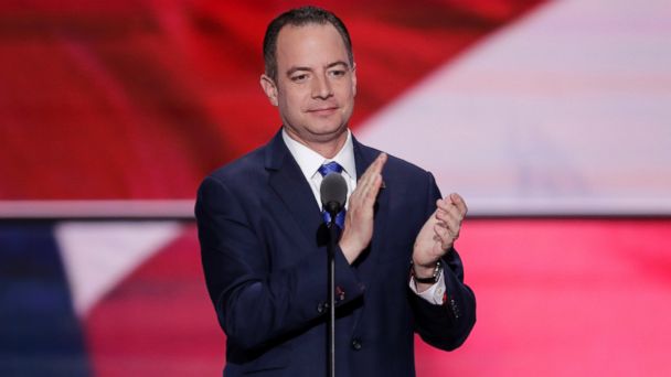 PHOTO: Reince Priebus, Chairman of the Republican National Committee, applauds the people of Cleveland before speaking during the final day of the Republican National Convention in Cleveland, Ohio, July 21, 2016. 