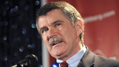 PHOTO: Rep. Denny Rehberg R-Mont., speaks at the Red Lions Hotel in Helena, Mont., Feb. 5, 2011.