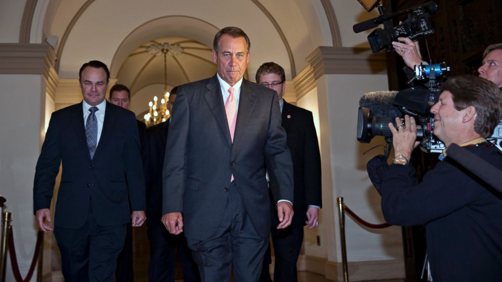 PHOTO: House Speaker John Boehner of Ohio departs the Capitol in Washington, Oct. 10, 2013, en route to the White House to meet with President Barack Obama about a solution to ending the government shutdown.