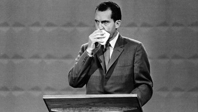 PHOTO: U.S. Republican presidential candidate, Vice President Richard M. Nixon wipes his face with a handkerchief during the nationally televised presidential debates with Sen. John F. Kennedy, Democratic nominee, in Chicago, Ill. in this Sept. 26, 1960 f
