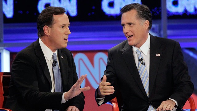 RESOLUTE Romney, courageous Santorum face off in CNN debate