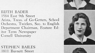 PHOTO: Ruth Bader Ginsburg yearbook photo