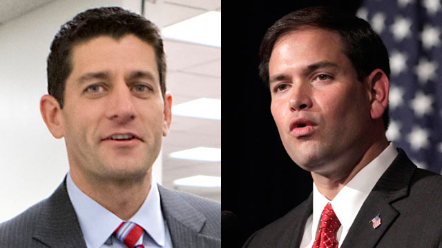 PHOTO: Paul Ryan, the Wisconsin congressman and former vice presidential nominee, and Marco Rubio, the Florida Senator who was a frequent presence on the campaign trail with Mitt Romney this year, unveiled post-election messages, perhaps with an eye towar
