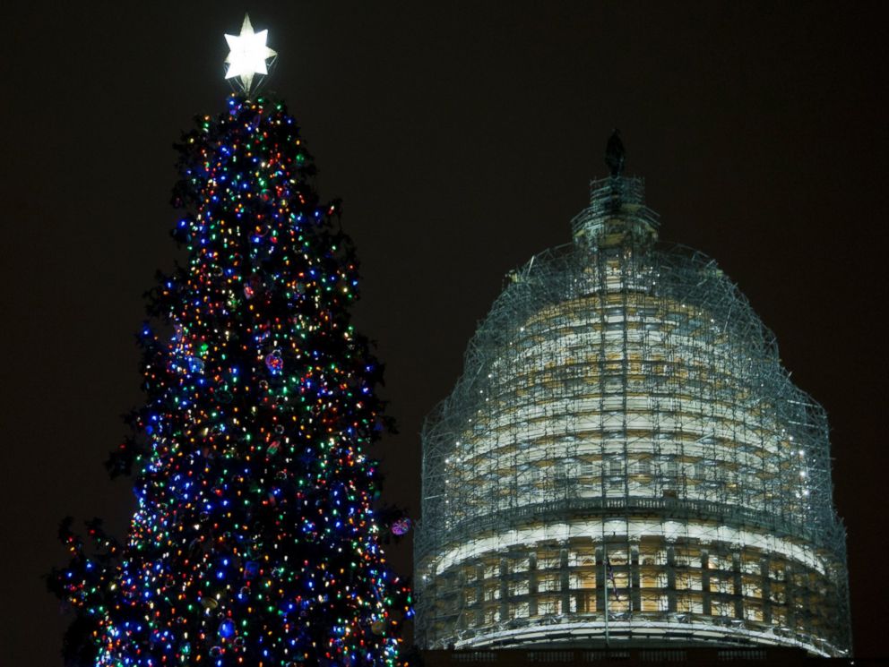 PHOTO: The U.S. Capitol Christmas tree is seen on the West Front of the Capitol in Washington on Dec. 2, 2014. The 2014 U.S.