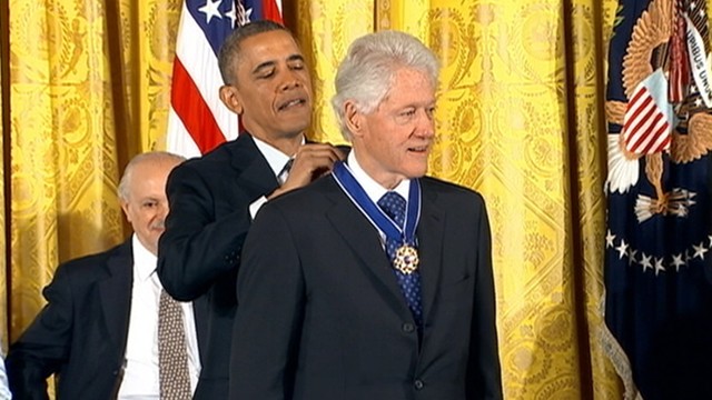 VIDEO: Bill Clinton is awarded the Presidential Medal of Freedom.