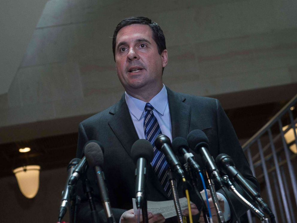 PHOTO: Rep. Devin Nunes, chairman of the House Intelligence Committee, speaks to the press about the investigation of Russian meddling in the 2016 presidential election on Capitol Hill in Washington, D.C., March 24, 2017.