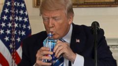 trump takes sip of water in speech