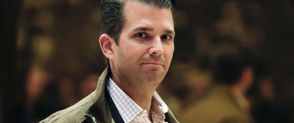 PHOTO: Donald Trump Jr., son of President-elect Donald Trump, walks from the elevator at Trump Tower in New York, Nov. 16, 2016. 