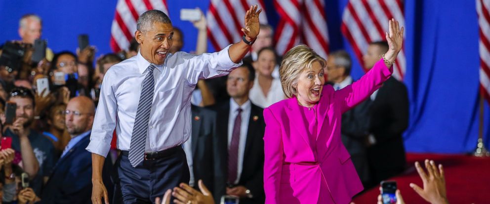 PHOTO: Presidential candidate Hillary Clinton appears at a campaign rally with President Barack Obama at the Charlotte Convention Center in Charlotte, North Carolina, July 5, 2016.