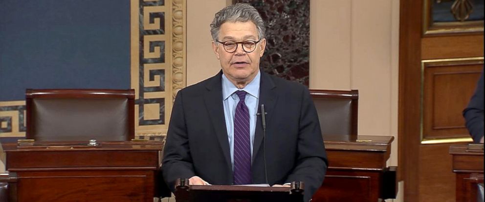 PHOTO: Senator Al Franken addresses the Senate, Dec. 7, 2017, in Washington, DC.