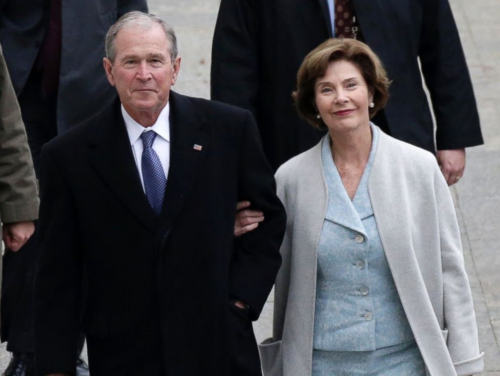 PHOTO: Former President of the George W. Bush and wife Laura Bush arrive at the Capitol Building before President-elect Donald Trump is sworn in at the inauguration in Washington, Jan. 20, 2017.