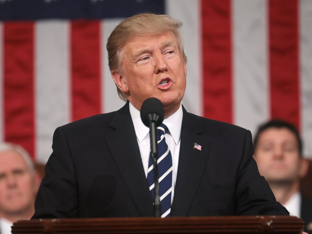 PHOTO: President Donald Trump addresses a joint session of the U.S. Congress on Feb. 28, 2017 in Washington, DC.
