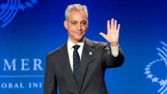 PHOTO: Rahm Emanuel, mayor of Chicago, waves as he arrives to speak during the Clinton Global Initiative CGI America meeting in Chicago, June 13, 2013.