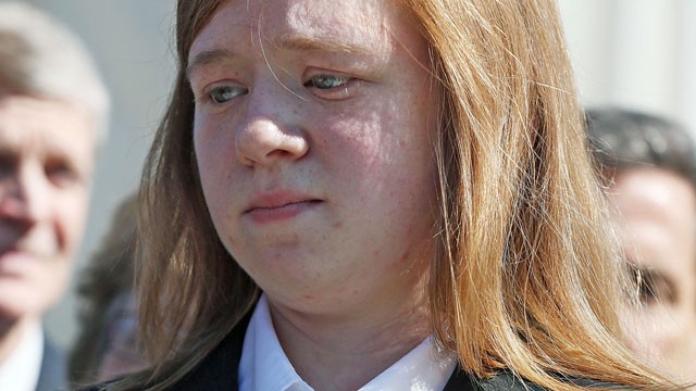 PHOTO: Plaintiff Abigail Noel Fisher speaks to the media after U.S. Supreme Court heard arguments in her case, Oct. 10, 2012 in Washington, DC.