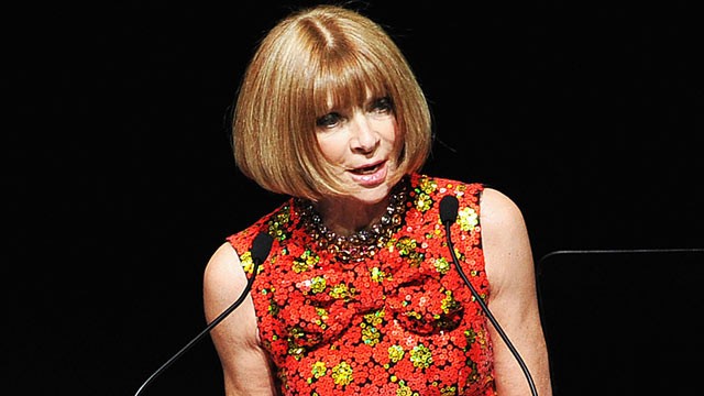 PHOTO: Anna Wintour speaks on stage at the 2012 CFDA Fashion Awards at Alice Tully Hall, June 4, 2012 in New York City.