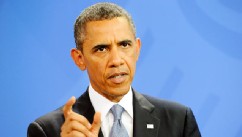 PHOTO: President Barack Obama gives a joint press conference with the German Chancellor, June 19, 2013 at the Chancellery in Berlin.