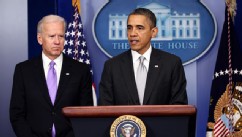 PHOTO: President Barack Obama announces the creation of an interagency task force for guns as as Vice President Joseph Biden listens at the White House, Dec. 19, 2012 in Washington, DC.
