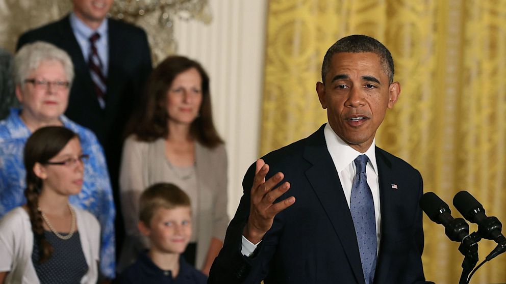 PHOTO: President Barack Obama speaks about the Affordable Healthcare Act in the East Room of the White House, July 18, 2013 in Washington DC. President Obama said that the affordable care act is holding insurance companies accountable and putting money b