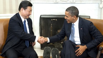 PHOTO: Pres. Barack Obama shakes hands with Chinese Vice President Xi Jinping during meetings in the Oval Office of the White House in Wash., DC, Feb. 14, 2012.