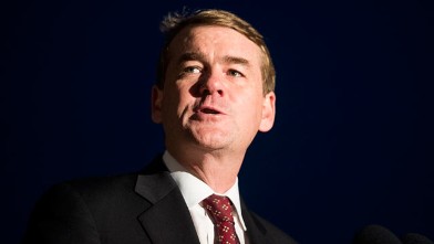 PHOTO: Sen. Michael Bennet, D-Colo., speaks at the west front of the Capitol on Dec. 4, 2012.