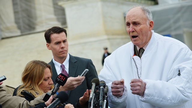 PHOTO: Indiana grain farmer Vernon Hugh Bowman speaks to reporters outside of the U.S. Supreme Court on Feb. 19, 2013 in Washington, D.C.