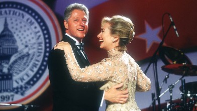 PHOTO: President Bill Clinton and his wife Hillary dance at an inaugural ball Jan. 20, 1997 in Washington, DC.