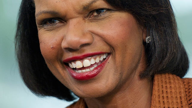 PHOTO: Condoleezza Rice, former U.S. secretary of state, speaks during a Bloomberg Television interview inside the Bloomberg Link during the Republican National Convention (RNC) in Tampa, Florida, U.S., on Aug. 30, 2012.