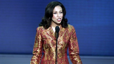 PHOTO: Former Miss America Erika Harold speaks at Madison Square Garden, the site of the Republican National Convention, August 2004, in New York City.
