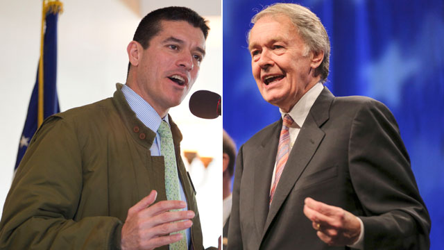 PHOTO: Gabriel Gomez, gave remarks during the GOP8 Breakfast, March 17, 2013. ; Congressman Ed Markey speaks during the 2012 Democratic Endorsing Convention held at the MassMutual Center in Springfield, Mass., June 2, 2012.
