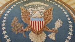 PHOTO: The Great Seal of the United States, inside the Oval Office of the White House February 29, 2008 in Washington, D.C.