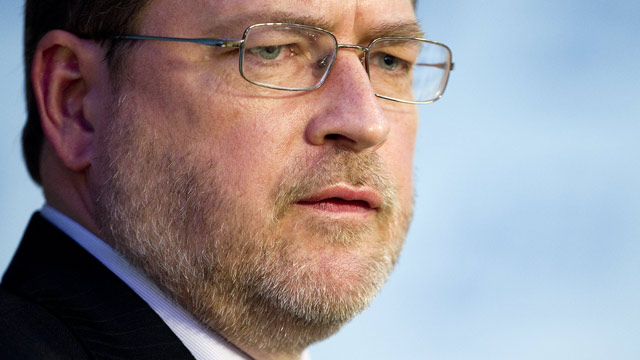 PHOTO: Founder of Americans for Tax Reform Grover Norquist participates in a debate at American Enterprise Institute in Washington, DC, November 29, 2011.
