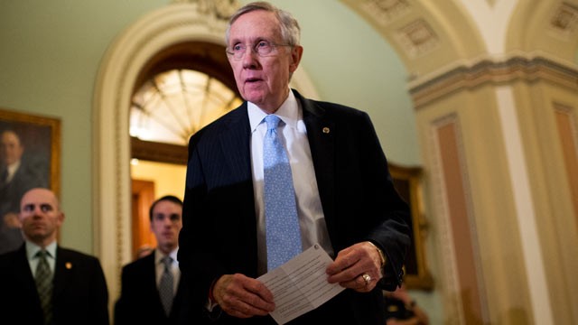 PHOTO: Senate Majority Leader Harry Reid, D-Nev., prepares to speak to the media after the senate luncheons in the Capitol.