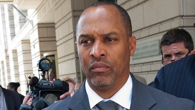 PHOTO: Harry Thomas Jr. leaves the U.S. District Courthouse in Washington D.C. on May 3, 2012.