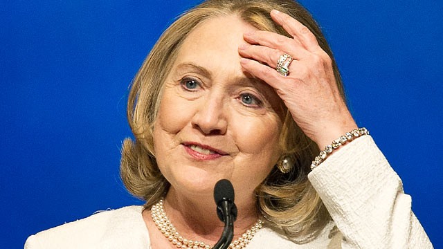 PHOTO: Former US Secretary of State Hillary Clinton addresses the Vital Voices Global Awards ceremony at the Kennedy Center in Washington, April 2, 2013.