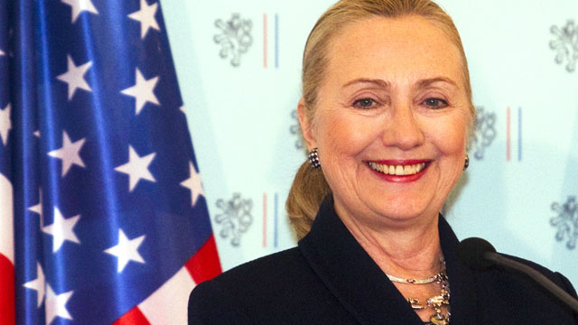 PHOTO: Secretary of State Hillary Clinton attends a press conference with Czech Foreign Minister Karel Schwarzenberg, on Dec. 3, 2012, in Prague, Czech Republic.