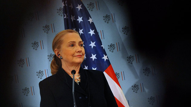 PHOTO: US Secretary of State Hillary Clinton speaks during a press conference after a meeting with Czech Foreign Minister on Dec. 3, 2012 in Prague.