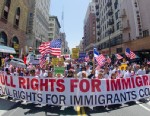 Demonstrators seeking change in immigration policy march on May Day in Los Angeles, May 01, 2013.