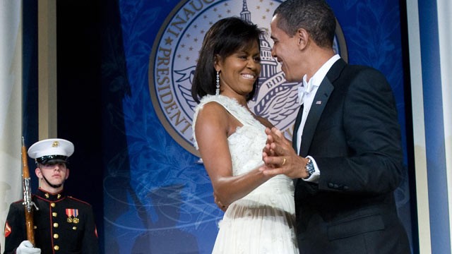 PHOTO: US President Barack Obama and First Lady Michelle Obama dance during the Youth Inaugural Ball at the Hilton Washington in Washington, DC, January 20, 2009.