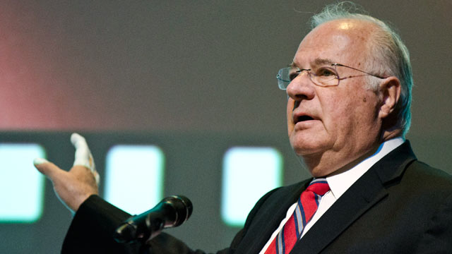 PHOTO: Joe Ricketts speaks during the premiere of "The Conspirator" presented by The American Film Company, Fords Theatre and Roadside Attractions at Fords Theatre on April 10, 2011 in Washington, DC.