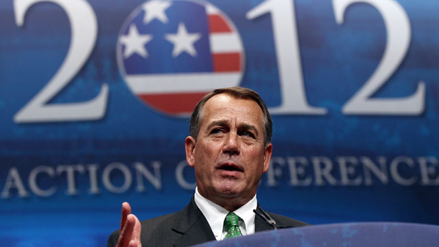 PHOTO: U.S. Speaker of the House Rep. John Boehner (R-OH) addresses the annual Conservative Political Action Conference (CPAC) Feb. 9, 2012 in Washington, DC.