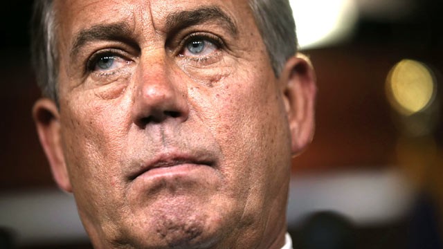 PHOTO: U.S. Speaker of the House Rep. John Boehner (R-OH) speaks during his weekly news conference June 6, 2013 on Capitol Hill in Washington, DC.