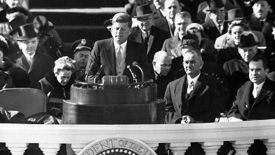 PHOTO: President John F. Kennedy delivering his inauguration speech, Jan. 20, 1961.