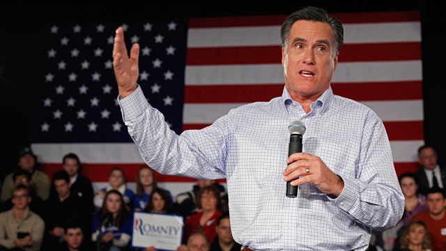 PHOTO: Mitt Romney addresses a campaign town hall meeting at Central High School, Jan. 4, 2012 in Manchester, New Hampshire.