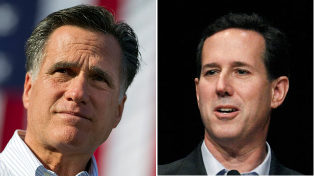 PHOTO: Mitt Romney and Rick Santorum Campaign in Alabama, March 13, 2012.