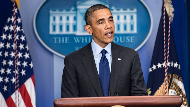 PHOTO: President Barack Obama makes a statement in the briefing room of the White House April 19, 2013 in Washington.