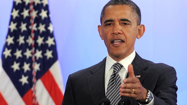 PHOTO: Barack Obama arrives to speak on Global Agriculture and Food Security at the Ronald Reagan Building in Washington on May 18, 2012 on the sideline of the G8 summit.